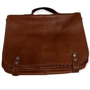 unisex brown genuine leather computer bag ROOTS